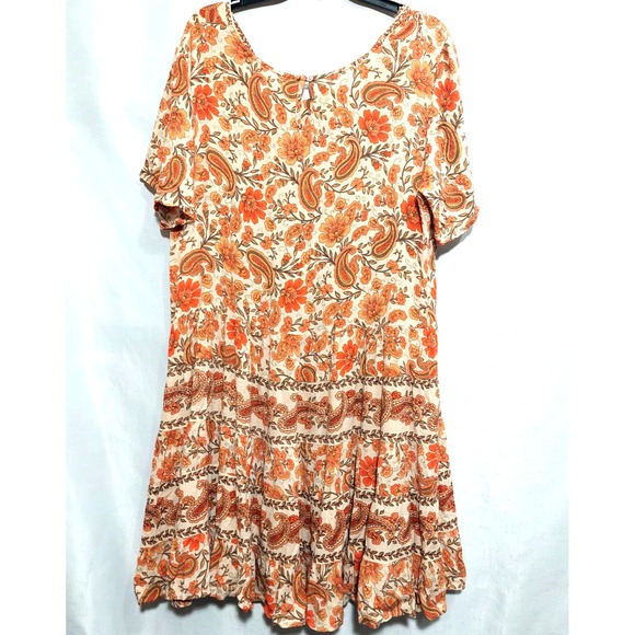 Bila Womens XXL Midi Dress Boho Floral Paisley Flowy Cottagecore Keyhole Back - Picture 10 of 12